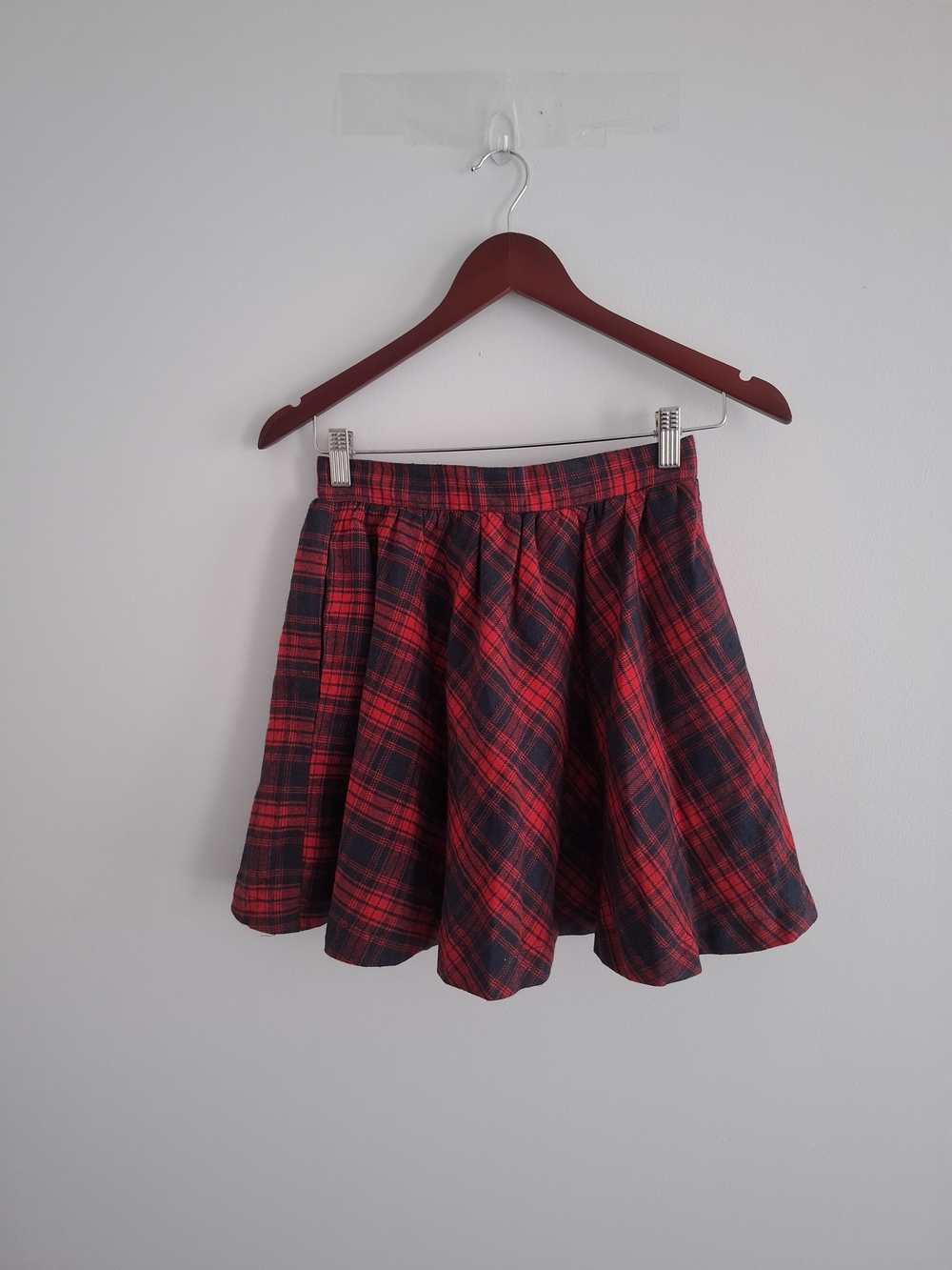 Women's Red Plaid Mini Skirt A-Line SZ S